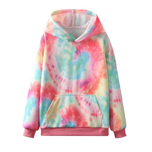 Image of WELAKEN Girls and Toddlers' Pullover Hoodie Sweatshirt,Tie-Dye Print,8Y