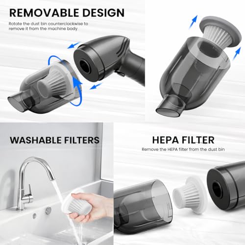 Image of QLECT 12kPA Powerful Suction 60W Wireless Hand Vacuum 3-in-1 Wireless Portable Vacuum Cleaner, BLDC Motor HEPA Filter, Compact & Lightweight for Car, Home use, & Pet Hair