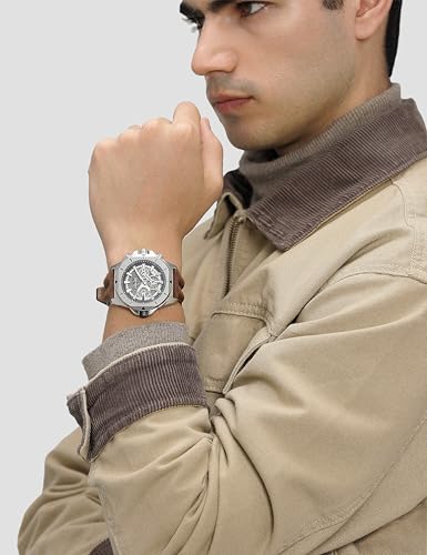Image of Police Green Dial Multifunction Leather Strap Watch for Men