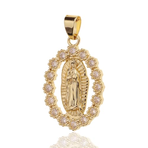 Virgin Mary Simulated Diamonds Necklace