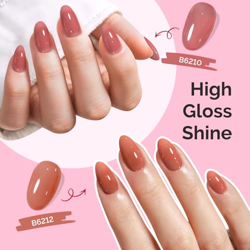 Image of MelodySusie Jelly Gel Nail Polish Set,6 Transparent Colors,Milky or Jelly Texture,Rose Red Colors Soak Off UV LED Light Cure or Salon Manicure and Nail Art DIY at Home 15ML 0.3Fl Oz