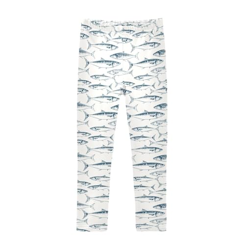ZZKKO Girls Leggings Mackerel Fishes Toddler Girls Clothes Leggings for Girls Toddler Girls Leggings 3-4T