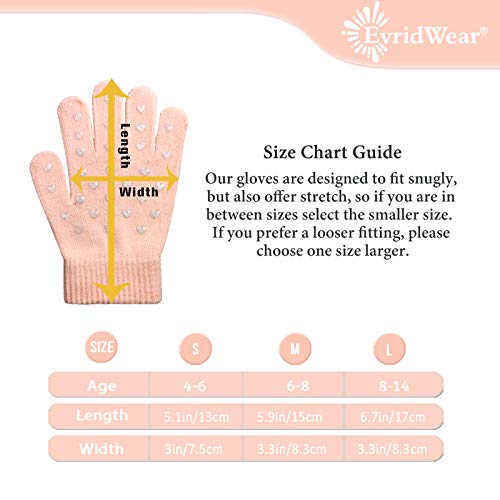 Image of EvridWear Boys Girls Magic Stretch Gripper Gloves 3 Pair Pack Assortment, Kids One Size Winter Warm Gloves Children