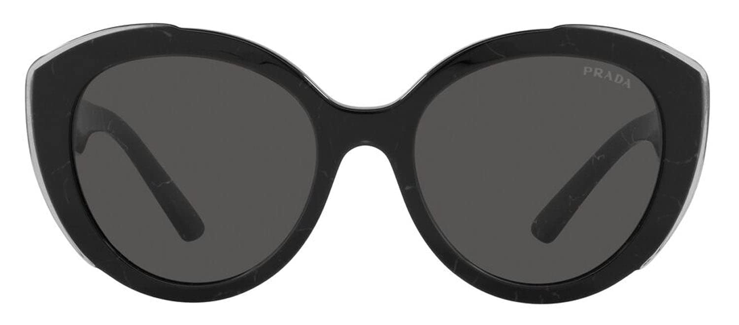 PradaPR 01YS 09V5S0 Black Plastic Cat-Eye Sunglasses Grey Lens