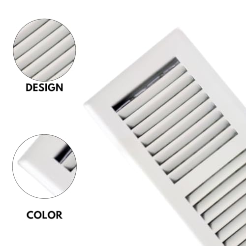 Image of 4 inch x 10 inch White Floor Register 2 Way - Stamped Face Steel Vent Cover, HVAC Floor Grille for AC Heat, Fits 4x10 Duct Opening, Heavy Duty Metal Register, 4 Pack