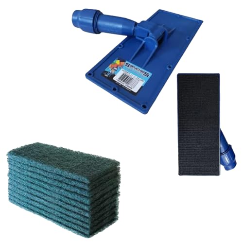 Kit de Limpeza com 5 Fibras e Suporte Rodo Articulável Giratório com Velcro, Uso Geral