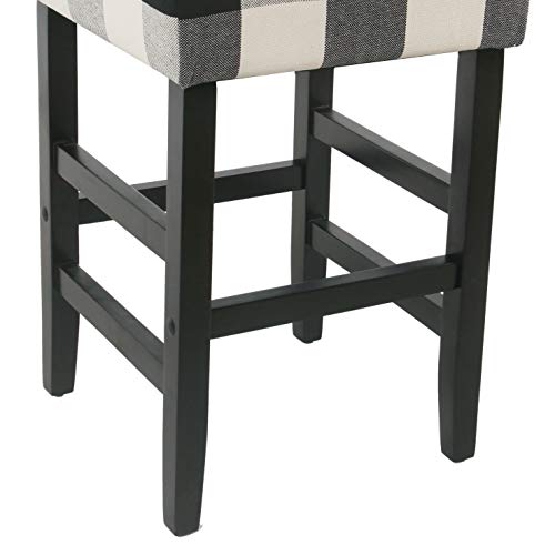Image of HomePop Open-Back Counter Stool, 24-Inch, Black Plaid