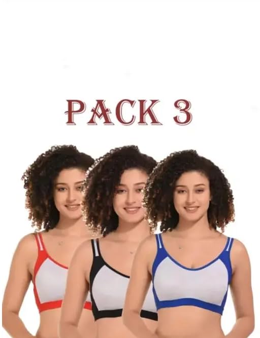 kinza soft Stylish and Casual Non-Padded Wire-Free Sports Bra for Women Pack of 3-picture-11