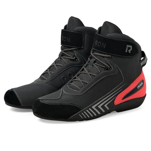 RIDEIRON Motorradschuhe Herren 40–46 – Atmungsaktive Motorrad Sneaker mit Knöchel- & Fersenverstärkung, Schalthebel-Schutz, Reflektoren & Rutschfester Gummisohle
