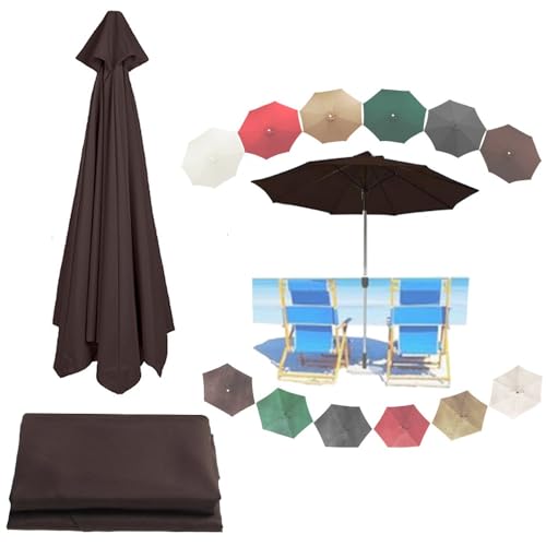 QSPNVFB Protección UV Toldo De Sombrilla De Mercado, Cubierta De Repuesto para Parasol De Jardín, Parasol De Patio Exterior Tela De Repuesto Impermeables(Coffee,6 Ribs-2m(6.5ft))