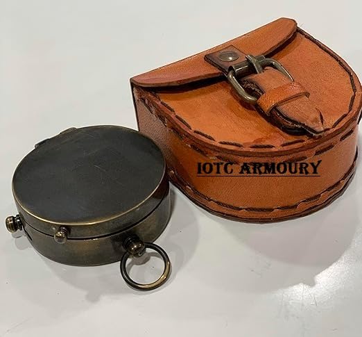 Brújula de latón portátil IOTC ARMOURY 50mm diámetro miniatura 3