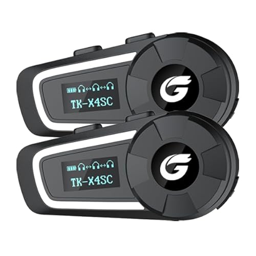 Zhongreat TK-X4SC Motorradhelm-Headset mit 4-Wege-Ein-Tasten-Netzwerk/Musikfreigabe/UKW/Geräuschunterdrückung/IP67 wasserdicht/Universal-Kopplung, 6-Personen-Motorrad-Gegensprechanlage, 2 Stück Zhongreat TK-X4SC Motorradhelm-Headset mit 4-Wege-Ein-Tasten-Netzwerk/Musikfreigabe/UKW/Geräuschunterdrückung/IP67 wasserdicht/Universal-Kopplung, 6-Personen-Motorrad-Gegensprechanlage, 2 Stück