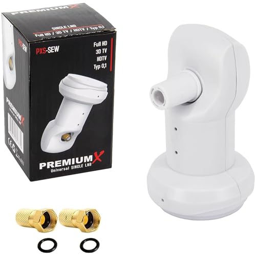 Premium X LNB individual – 1 compartimento – para 1 participante – 4K Full HD – con protección contra la intemperie y filtro LTE + 2 conectores F para antena parabólica TV digital TV TV receptor de
