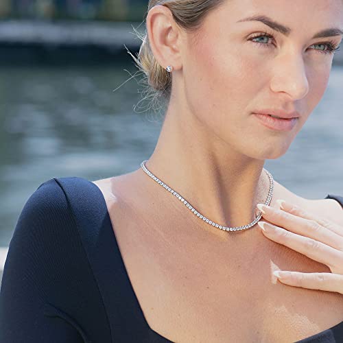 NYC Sterling Tennis Necklace for Women and Men - 3mm Round Cubic Zirconia Tennis Necklace - Silver Plated Tennis Chain - Lead-Free, Nickel-Free, Skin-Safe - Modern Mens, Womens Diamond Necklace3