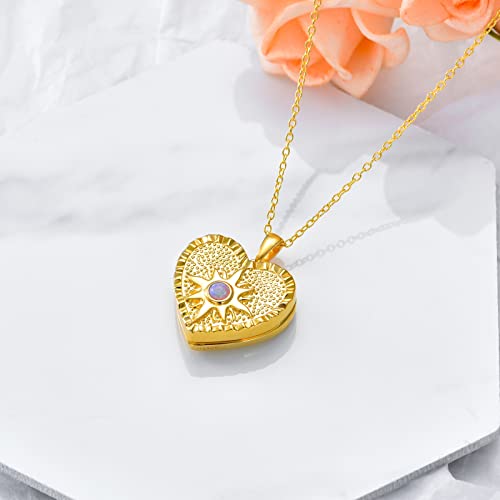 SOULMEET Sunflower Heart Shaped Opal/Abalone/Pearl Shell/Malachite Locket Necklace That Holds Pictures Photo You are My Sunshine Personalized Silver Gold Locket Jewelry Gift3