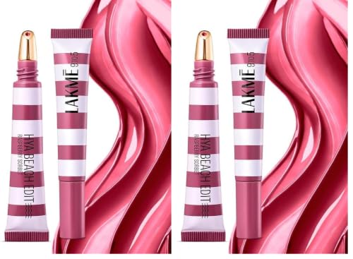 Image of Lakme 9to5 Hya Beach Edit Lip Gloss Stain - 6 Raspberry Sorbet, Long Lasting Stain, For Soft and Nourished Lips, with Linoleic Acid & Hyaluronic Acid, SPF 15, Non-Sticky and Lightweight, 10 ml