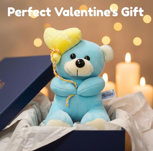 Image of Tickles Cute I Love You Balloon Teddy Stuffed Soft Plush Animal Toy Love Girl, Birthday Gifts, Valentine's Day (Color: Blue Size:35 cm)