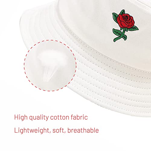 Image of Cotton Bucket Hat for Women Men Summer Travel Sun Beach Bucket Cap, Unisex Outdoor Fisherman Hat