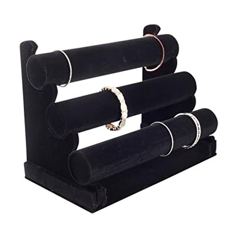 Plixio Velvet Bracelet Holder with Three Tier Rack- Bracelet Stand for Jewelry Organization and Display Cover