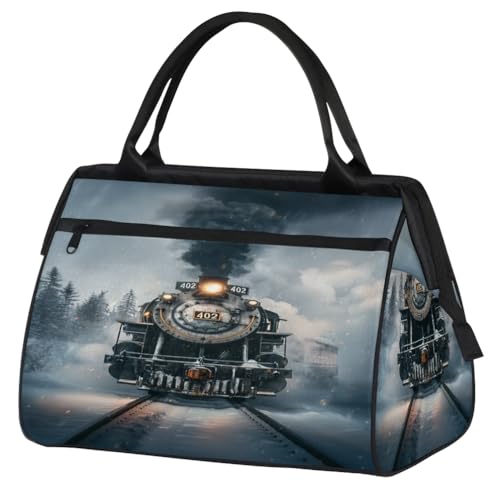 Bolsas de fin de semana vintage de 24 L para deporte, yoga y gimnasio con diseño de tren