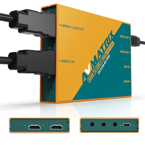 AVMATRIX Tarjeta de captura de vídeo SDI y HDMI a USB 3.0 (Gen1) 4KP60 sin comprimir (YUY2) Video Capture con Line in para videoconferencias Telemedicina VRR HDR (UC1218-4K PRO)