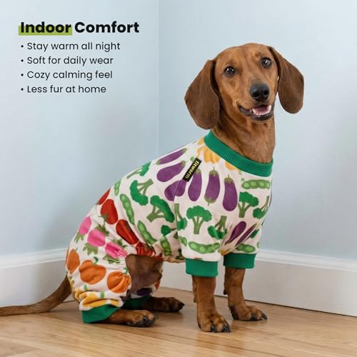 Image of Fitwarm Funny Vegetable Dog Pajamas, Warm Winter Dog Clothes for Small Dogs Boy Girl, Cozy Pet Onesie with Feet, Green, White, Red, Pink, Purple, Medium