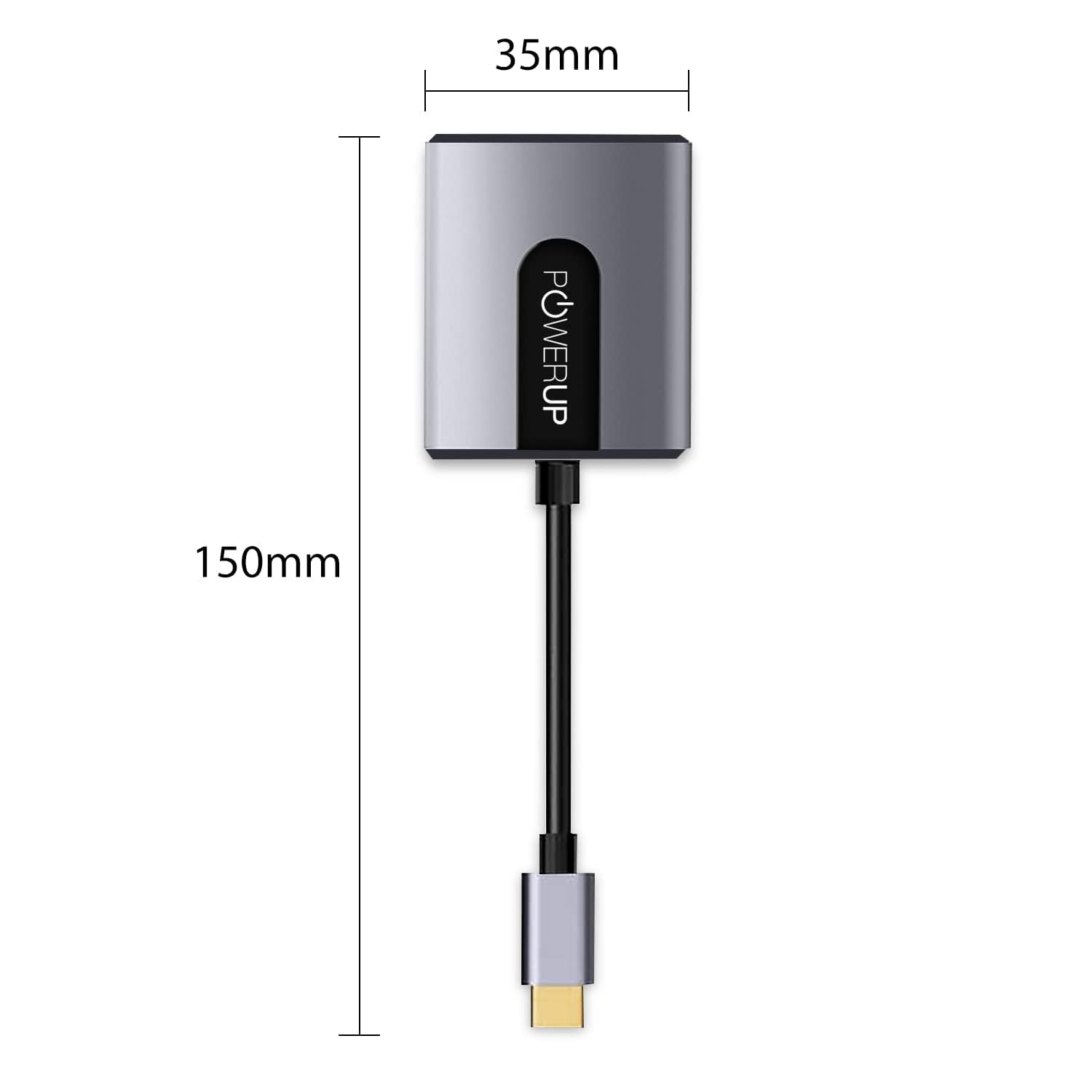 POWERUP by GRIPP Mini Type-C to HDMI Female Adapter Cable with 24K Gold-Plated Connectors, 4K Ultra HD Video & Audio Output for Laptop, Tablet, Smartphone, Monitor, TV, PC & Projector 12 cm - Gunmetal 4