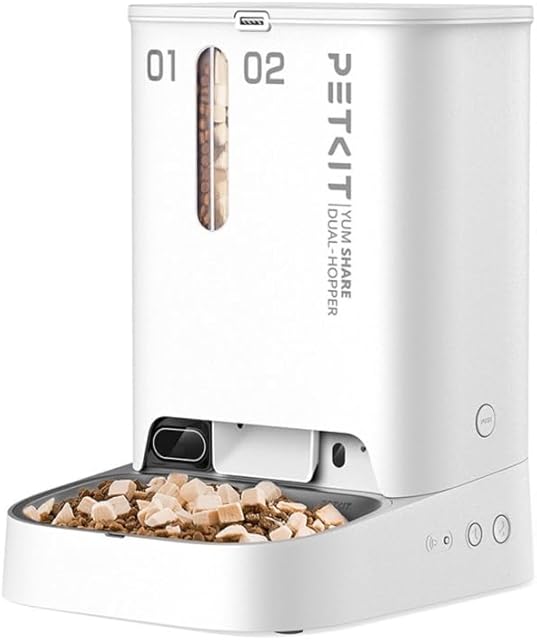 PETKIT Automatyczny Dozownik Karmy dla Kota z Kamerą, Podwójny Lejek 5L Automatyczny Karmnik dla Kotów/Psów, 1080P HD, Funkcja AI, Dwukierunkowe Audio, 2.4G WiFi, Miska ze Stali Nierdzewnej, 2024