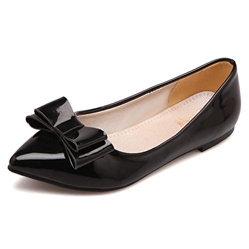 LYYSKY Women Sweet Bownot Pointed Toe Ballet Flat Shoes Casual Slip On Single Shoes