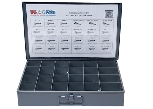 Tek Screw Assortment-1028 Pieces (Hex Washer Head Self Drilling) with Nut Drivers