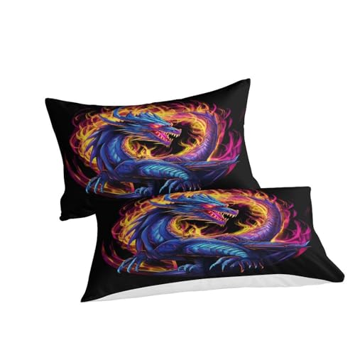 Housses de couettes dragon 3D 140x200 parure lit microfibre douce