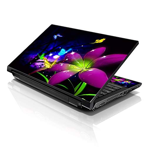Image of LSS 15 15.6 Inche Laptop Notebook Skin Sticker with 2 Wrist Pads - Reusable Cover Protector Vinyl Sticker Cover Decal Fits 13 inch - 16 inch HP Asus Acer Samsung - Purple Blue Floral Pattern