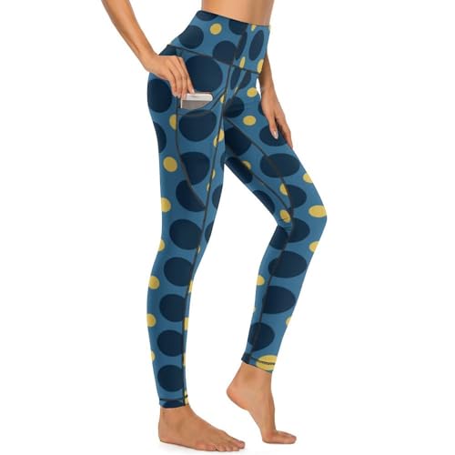 Legging de yoga à pois pour femme pantalon taille haute à poches style bohème