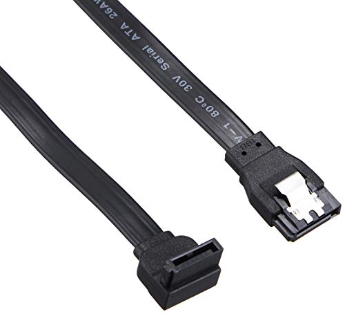 オウルテック SATA3ケーブル 6Gbps対応 ラッチ付き 長期3年保証 ストレート – 上L型コネクター 50cm ブラック OWL-SATA3SLT50-BK