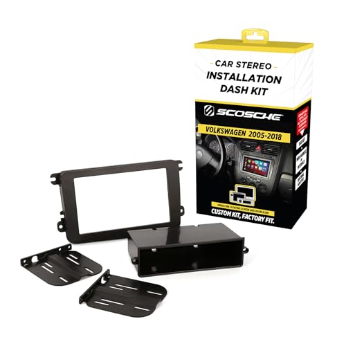 Scosche VW2317AB Double DIN or Single DIN + Pocket Radio Install Dash Kit Compatible with Select 2005-18 Volkswagen Vehicles - Aftermarket Car Stereo Installation - See Guide in Images for Vehicle Fit