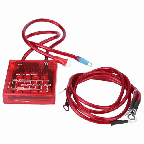 OPPWONG 12V Car Fuel Saver Voltage Stabilizer Regulator, Boosts Engine Power and Ignition Efficiency, Enhances Driving Experience, Red, Fits All Car (Red)