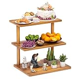 Cupcake Stand, Acacia Wooden Cupcake Stands for Dessert Table, Wood Cake Stand with Tiered Tray Decor, Rustic Cupcake Display Stand for Birthday Graduation Baby Shower Tea Party Serving Platters Trays
