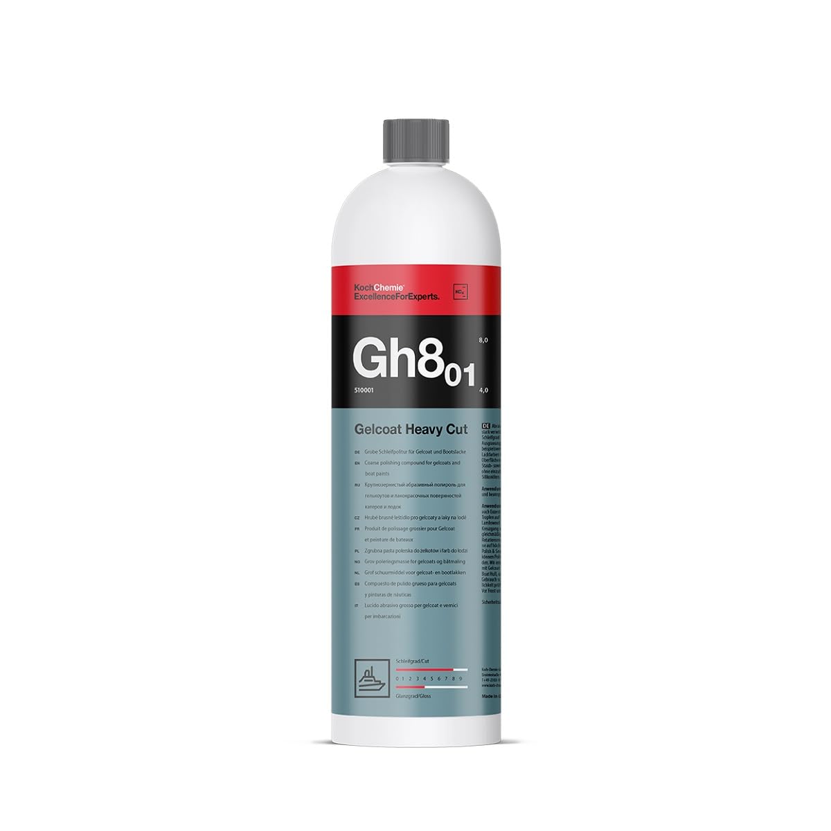 Koch Chemie Gelcoat Heavy Cut - Lucidante abrasivo per gelcoat e vernice da barca, rimuove graffi profondi, ossidazione e agenti atmosferici, lucidante per macchina in vetroresina