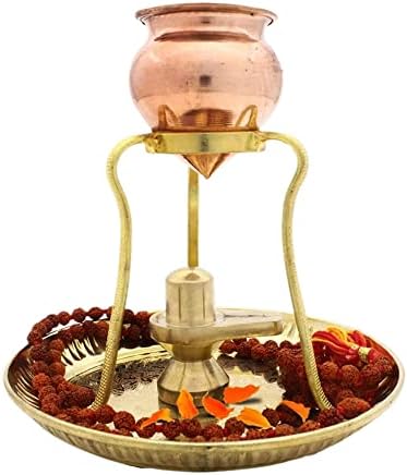 Vedic Vaani Abhishek Stand | Copper Jaldhari | Brass Lord Shiva Shiv Lingam Shivling- Mahashivratri Pujan Set