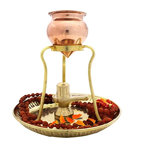 Vedic Vaani Abhishek Stand | Copper Jaldhari | Brass Lord Shiva Shiv Lingam Shivling- Mahashivratri Pujan Set