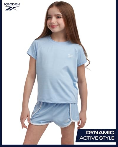 Reebok Girls 3-Piece Knit Tops & Running Gym Shorts Set for Sports & Play - image 4