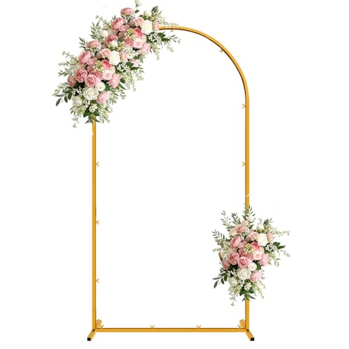Gold Metal Arch Backdrop Stand 6.6FT Wedding Arch Stand for Birthday Party Bridal Baby Shower Graduation Ceremony Photo Booth Garden Floral Balloon Arches Decoration