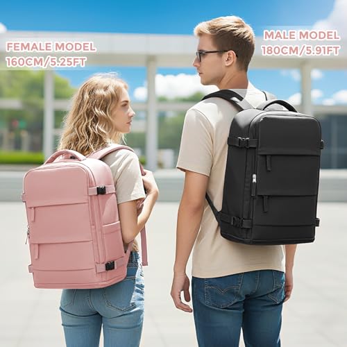 Image of coowoz Large Travel Backpack For Women Men,Carry On Backpack,Hiking Backpack Waterproof Outdoor Sports Rucksack Casual Daypack Travel Essentials Pink