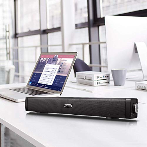 USB Computer Speakers, EIVOTOR Wired Computer Sound Bar, Stereo USB Powered Mini Soundbar Speaker for PC Cellphone Tablets Desktop Laptop TV (Black)