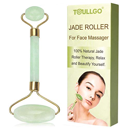 Jade Roller for Face, Jade Facial Roller, Gua Sha Scraping Massager, Anti-aging 100% Natural Facial Jade Stone Set - Face Eye Neck Beauty Roller For Slimming & Firming