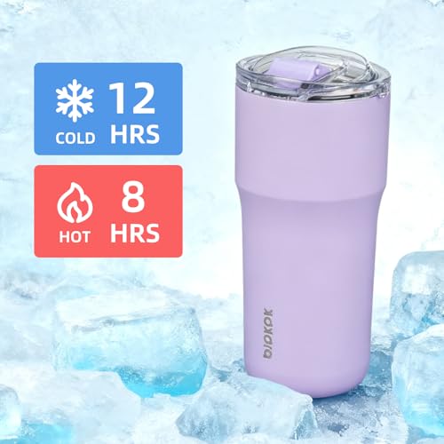Image of BJPKPK 20oz Spill Proof Coffee Tumbler, Insulated Stainless Steel Cup | Double Wall Vacuum, Leakproof Lid, Keeps Hot /Cold /Iced, BPA Free, Dishwasher Safe, Cupholder, Travel, Pink