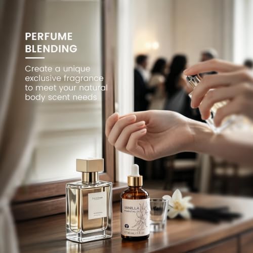 Image of HIQILI Vanilla Essential Oil for Diffuser, Skin Care, Candle Soap Making | Strong Fragrance for DIY Perfume, Blends with Lotion and Lip Balm for Dry Skin Comfort - 30 mL / 1 fl oz