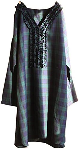 Amazon Co Jp Cocochiyoi コットン ブラックウォッチ フリル ドロップショルダー ワンピース S 7l 服 ファッション小物