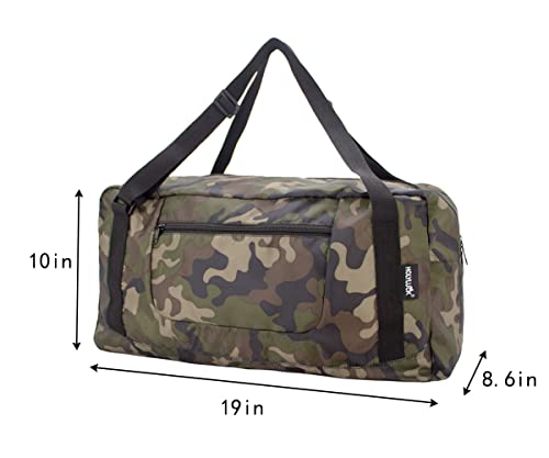 Image of HOLYLUCK Foldable Travel Duffel Bag For Women & Men Luggage Great for Gym (jungle camo)