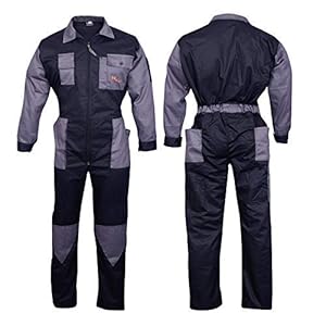 NORMAN Black Men’s Coveralls Boiler Suit Overalls For Warehouse Garages Workers Mechanics
